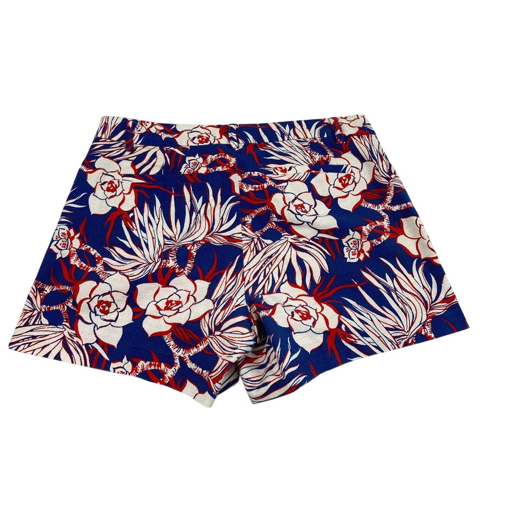 J.Crew Shorts Womens Size 10 Red White Blue Tropical Floral Vacation Resort - Picture 2 of 10